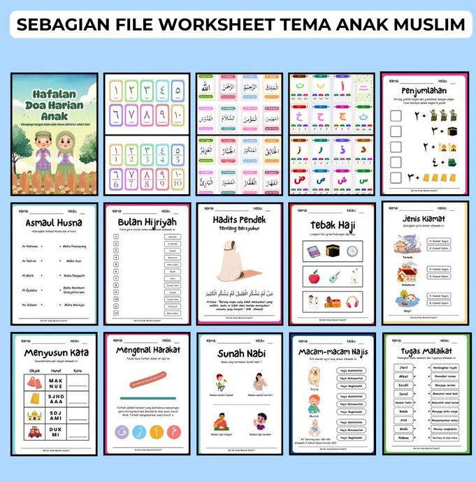 file worksheet tema anak muslim
