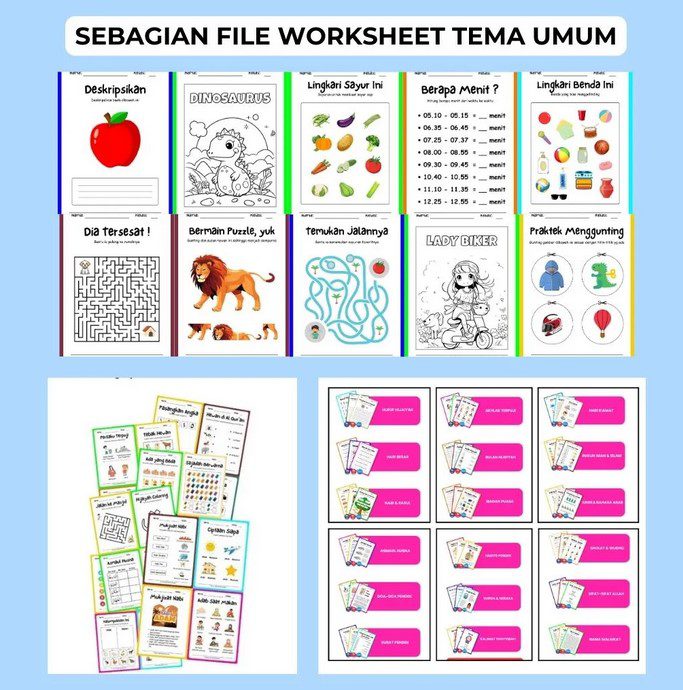 file worksheet tema anak umum