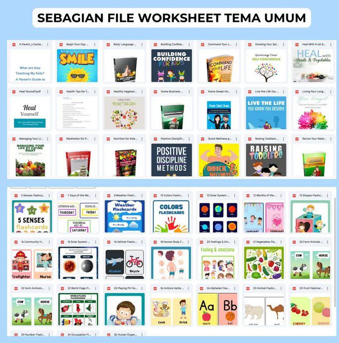 ratusan file worksheet tema anak umum