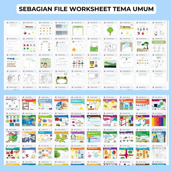ribuan file worksheet tema anak umum